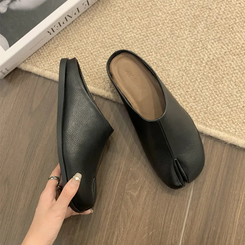 LBSFY -Women Tabi Ninja Slip On Flats Split Toe Slippers Round Toe Shallow Lazy Slip On Boat  Mules Shoes Soft Loafers Mujer