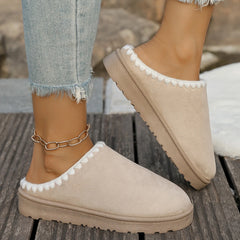 LBSFY -2025 Winter warm fluffy Woman slippers soft bottom non slip thick plush clogs women Casual Platform House inddor Shoes slides