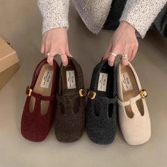 LBSFY -New Style Fashion Women's Flats Round Toe Slip On Ladies Elegant Mary Jane Shoes Soft Flat Heel Outdoor Dress Ballerin Shoes