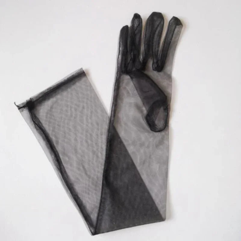 Lbsfy New Gloves for Women Dress 55cm Sheer Mesh Gloves Sexy Thin Elbow Long Gloves Wedding Accessory Anti-UV Cycling Driving Mittens