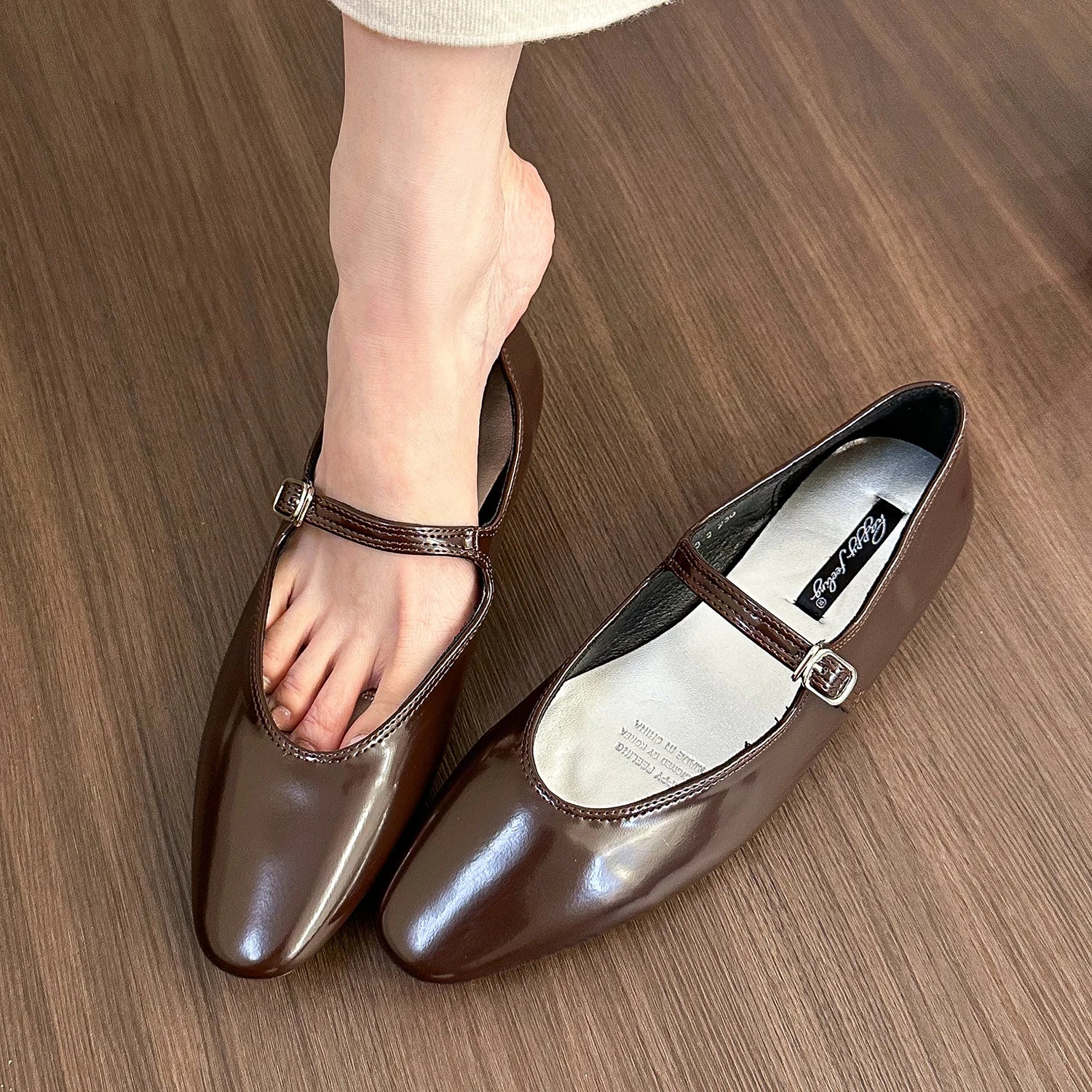LBSFY -Brand Women Silver Flats Fashion Square Toe Shallow Ladies Slip On Ballet Shoes Soft Casual Flat Mary Jane Shoes Mujer