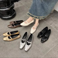 LBSFY -New Brand Women Flats Round Toe Shallow Slip On Ladies Casual Ballet Shoes Soft Leather Eelgant Dress Shoes