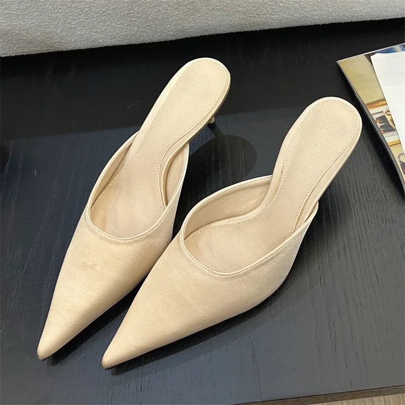 LBSFY -Fashion Concise Pointed Toe Women Slippers Thin Low Heels Casual Party Pumps Summer Slide Mules Shoes