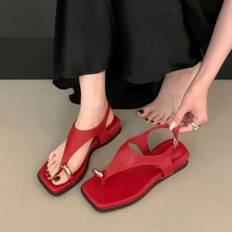 LBSFY - Summer Women Sandals Fashion Narrow Band Ladies Casual Sandals Wedges Heel Outdoor Dress Gladiator Shoes Beach Slippers
