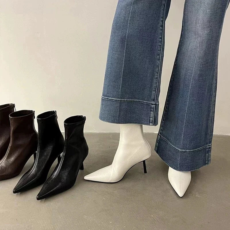 LBSFY -New Style Luxury Women's Fashion Pointed Toe Ankle Boots Women Wedding Party Shoes Winter Autumn Slim Short Ladies Boots