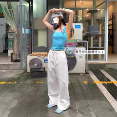 LBSFY  -  Tabi Shoes Split-toe Sky Blue Gingham Cotton Ballet Flat Summer Loafers Mary Jane Shoes Women 2024 Trend Sale Free Delivery