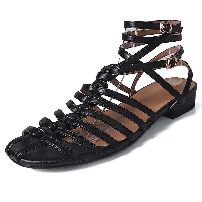 LBSFY  -  2024 New Handmade Glatordiator Women Sandals Faux Leather Cut-outs Hollow Summer Ladies Fashion Party Casual Shoes