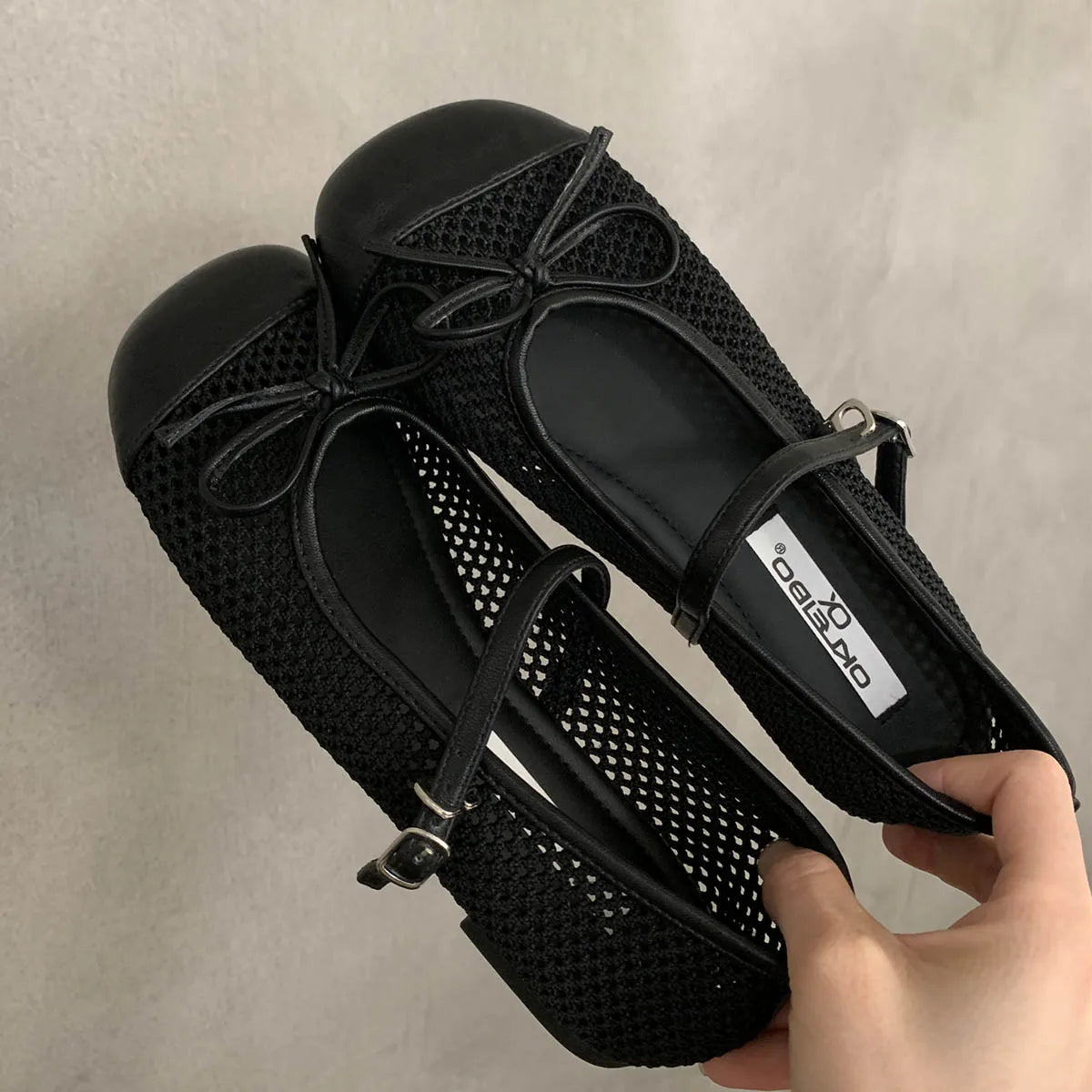 LBSFY -Fashion Hollow Out Mesh Buckle Women Ballet Flats Slippers Sandals Round Toe Slingback Casual Mules Shoes Zapatos De Mujer