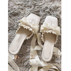 LBSFY  -  French Fairy Lace-Up Single Shoe Ballet Thick With Lolita Design Sense Of Minority Evening Gentle Evening Wind Pumps
