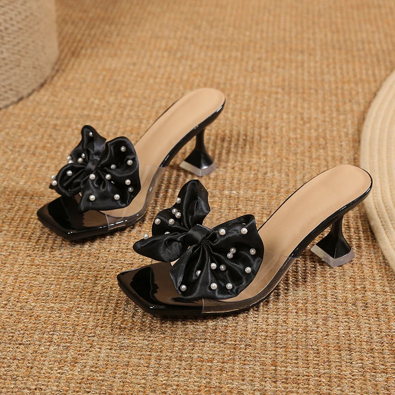 LBSFY  -  Women Pumps Fashion Bow Design Cute Women Slippers Peep Toe High Heels Shoes Party Shopping Shoes Chaussure Femme