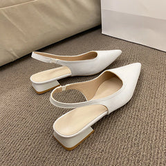 LBSFY -Summer Women's New Sexy Pointed Retro Solid Color High Heels PU Leather Outdoor Banquet Party Women's Sandals Large Size