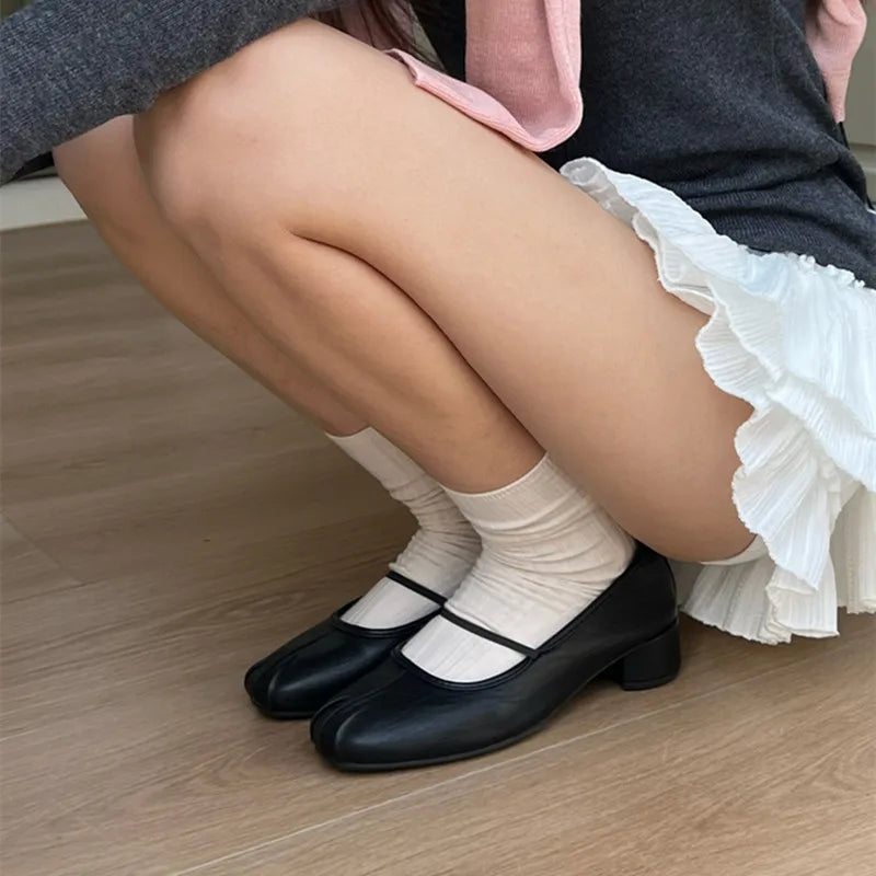 LBSFY  -Women Flat Shoes Fashion Low Heel Ladies Round Toe Mary Jane Shoes Soft Sole Shallow Slip On Ballerinas Shoe