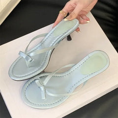 LBSFY -Summer Butterfly-knot Clip Toe Women Slippers Fashion Low Thin Heels Sandals Party Dress Flip Flops Shoes