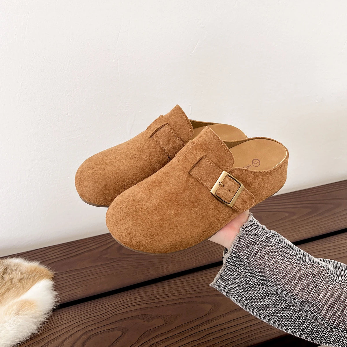 LBSFY -New Style Classic Fashion Women Suede Mules Slippers Clogs Cork Insole Sandals with Arch Support Outdoor Beach Slides Home Shoes