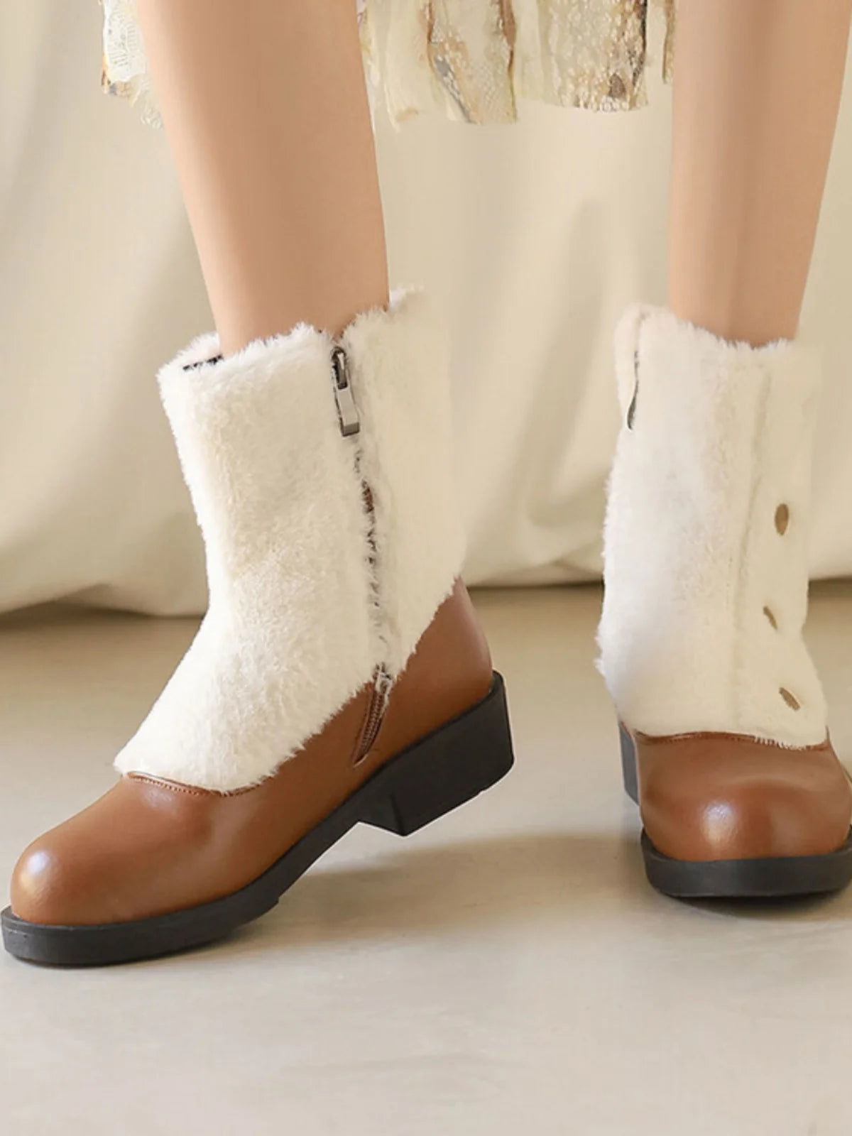 LBSFY  -  Autumn Winter Platform Warm Shoes Casual Sweet Cute Snow Boots Heightening College Round Head Black Platform Boot