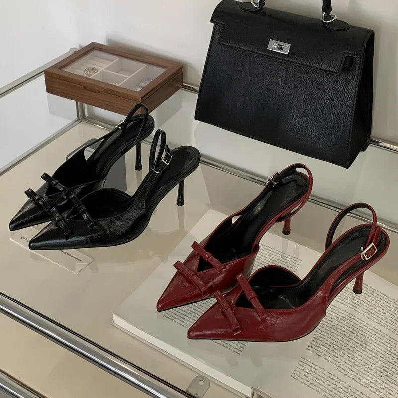 LBSFY -Spring Fashion Butterfly-knot Buckle Strap Women Pumps Sexy Pointed Toe Thin High Heels Party Wedding Shoes Zapatillas De Mujer