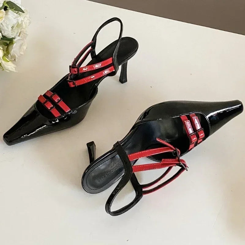 Lbsfy Belt Buckle High Heels Women 2025 New Pointed Toe Pumps Sandals Women Elegant Brand Dress Shoes Women Tacones De Mujer