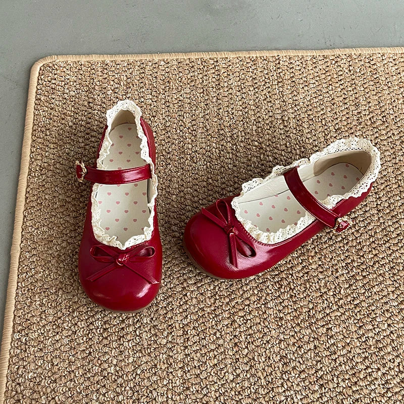 LBSFY -Spring New Butterfly-knot Women Flats Round Toe Shallow Ladies Casual Ballet Shoes Soft Leather Eelgant Dress Shoes