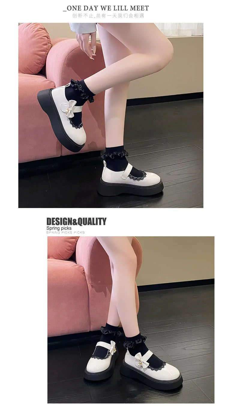 LBSFY -2025 New Fashion Lace Women's Pumps Spring Autumn Mary Jane SHOES Sweet Butterfly Knot Platform Casual Lolita Ladies Shoes