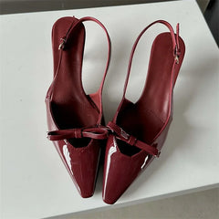 LBSFY -Fashion Slingbacks Pointed Toe Woman Pumps Sandals Elegant Wedding Party Buckle Strap Thin Heels Female Shoes