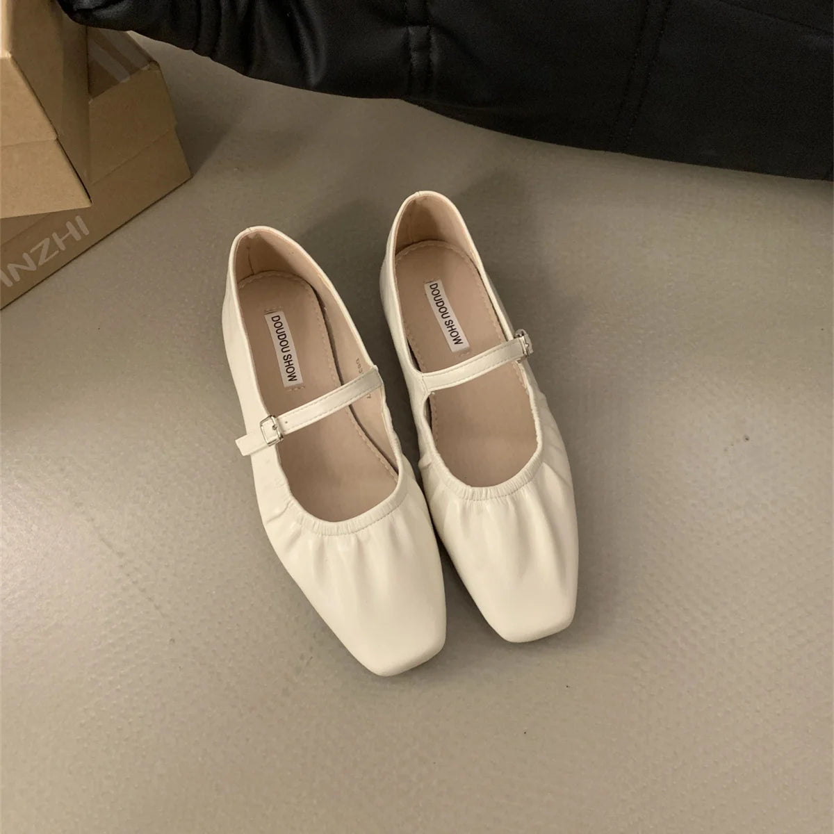 LBSFY -New Brand Women Flats Fashion Square Toe Shallow Mary Jane Shoes Soft Casual Ballet Shoes Slingback Shoes Mujer