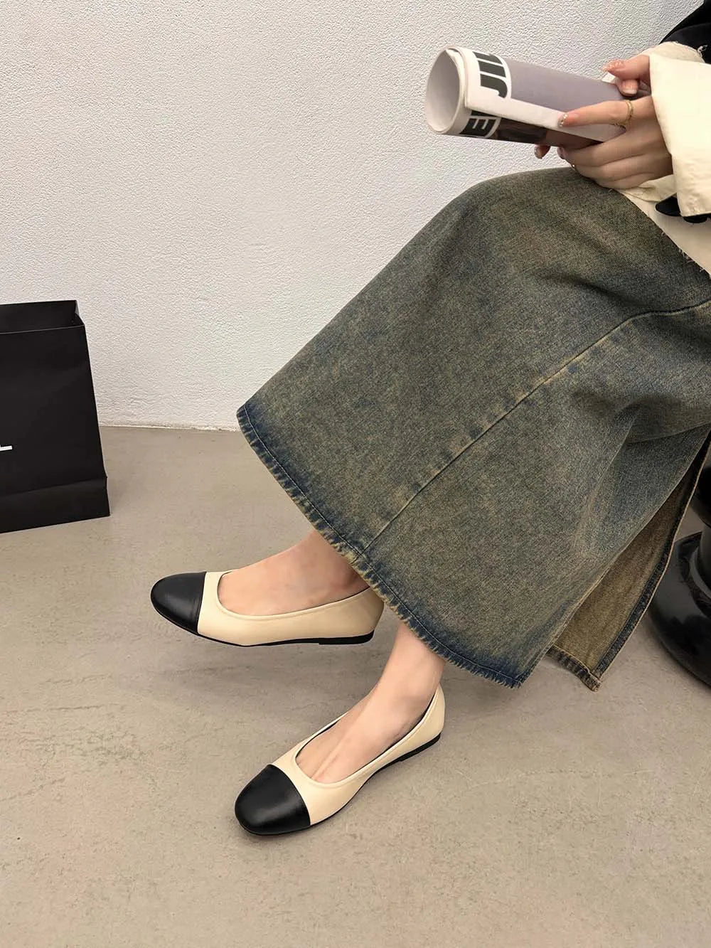 LBSFY  -  Round Toe Women Loafers 2024 New Arrivals Autumn Spring Dress Shoes Black Beige Brown Low Heeled Shallow Casual Mary Janes Mules