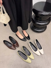 LBSFY  -  Fashion Women Loafers 2024 New Arrivals Solid Color Black Brown Green Beige Shallow Slip On Low Heeled Dress Shoes Woman 35-39