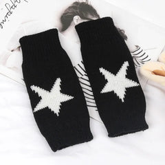 Lbsfy Knitted Half Finger Gloves Women's Warm Soft Winter Mittens for Girl Guantes Y2K Sleeve Girls Lolita Goth Fingerless Gloves