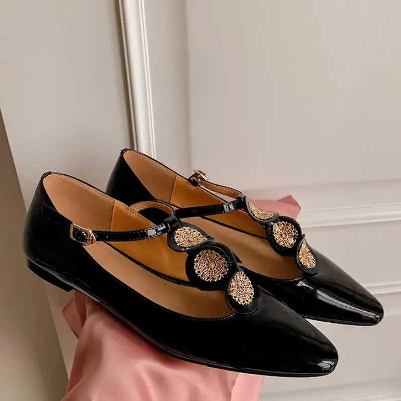 LBSFY  -  Trend Retro Women Flat Heel Shoes Fashion Summer Pointed Toe Ladies Elegant Dress Pumps Low Heel Mary Jane Shoes Footwear Mujer