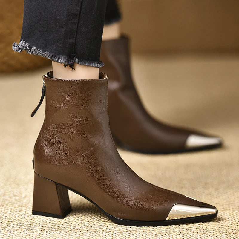 LBSFY   Pointed Toe Women Modern Ankle Boots High Heels Short Booties Concise Office Lady Shoes