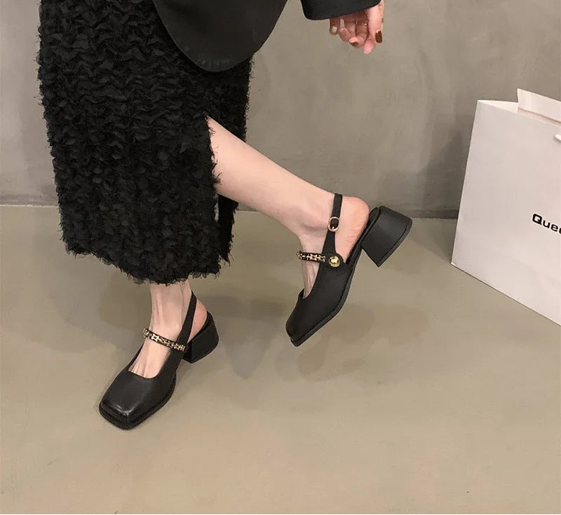 LBSFY  Square Toe Women Mary Jane Shoes Fashion Shallow Shoes Spring Ladies Elegant Party Dress Pumps