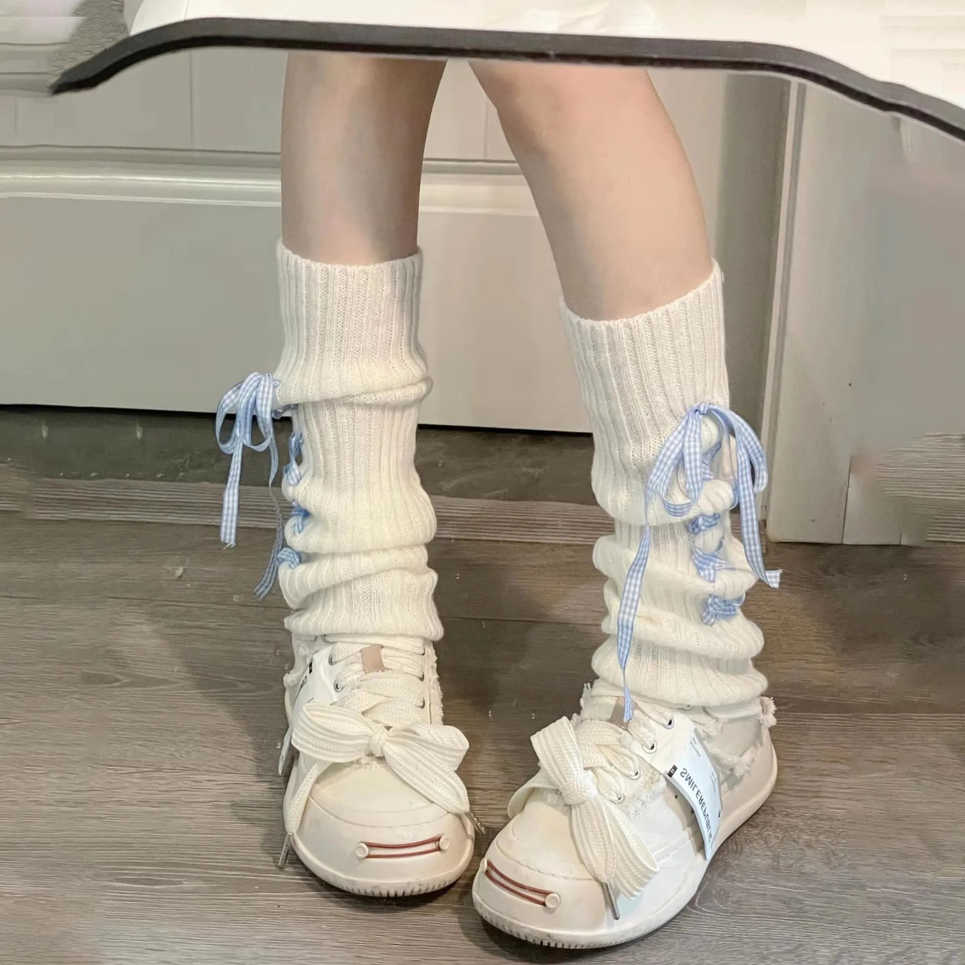 Lbsfy Socks Woman Autumn and Winter Leg Warmer Wide Legs Black White Lolita Socks for Women Stripe