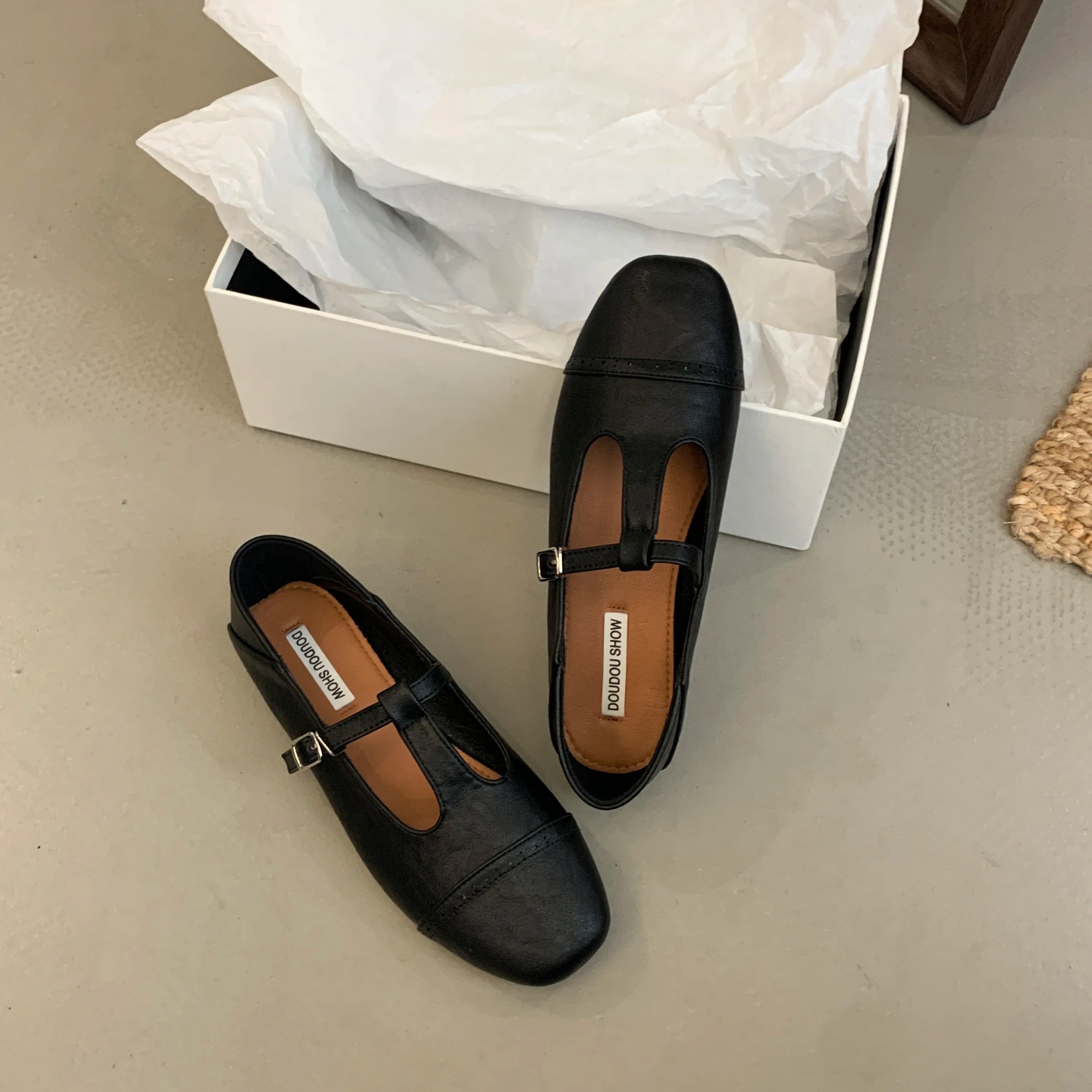 LBSFY - Brand New Women Flats Fashion Round Toe Shallow Mary Jane Shoes Soft Casual Ballet Shoes Slingback Shoes Size35-40 Muje