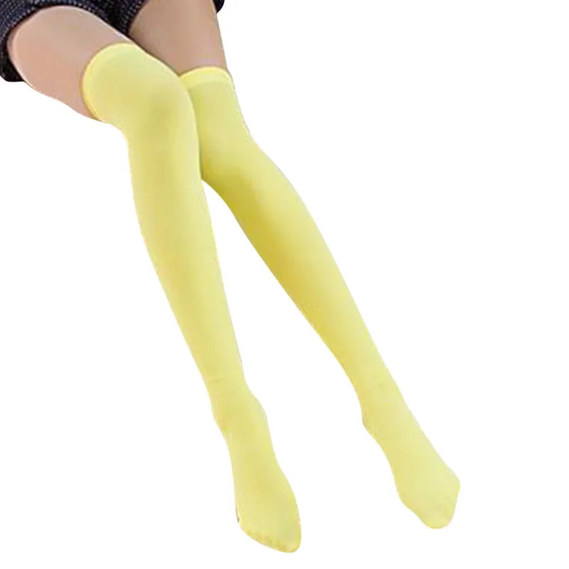 Lbsfy Soild Color Long Socks Women Over Knee Thigh High Over The Knee Stockings Lolita Ladies Girls Warm Knee Socks