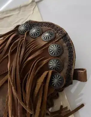 LBSFY  -  Retro Girls Ethnic Style Metal Tassel Round Toe Low Heels Slip On Short Boots Female Holidays Ankle Boots Shoes Drop Shipping