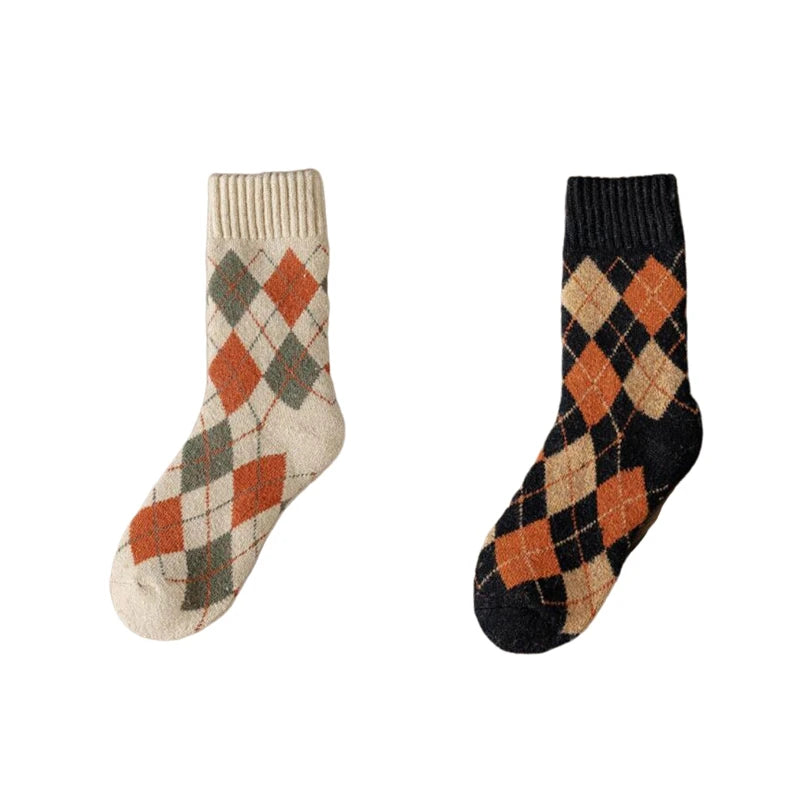 Lbsfy Classics Women Winter Warm Cashmere Socks Thick Warm Cozy Comfy Wool Thermal Socks Middle Length Stocking Warmth Floor Hosiery