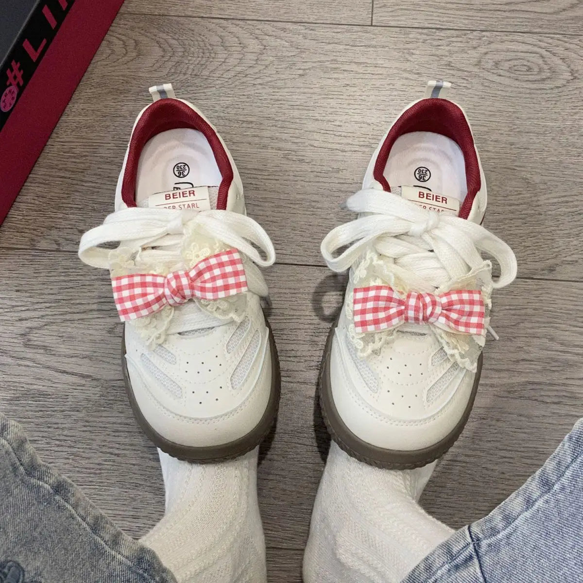 LBSFY  -  Kawaii Shoes Bowknot Women Sneakers Spring Summer 2025 Platform Vulcanize Cute Casual Pink Lolita Korean Fashion Footwear