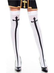 Lbsfy 1 pair of cross long tube JK socks printed knee length socks velvet material performance Cos stockings Lolita stockings