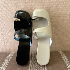 LBSFY  -  Metal Set Toe Wedge Slippers for Girls Baotou Slippers Women's New Casual Slippers Sandalias De Mujer Verano 2024 Zapatos