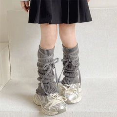 Lbsfy Autumn Winter Children Leg Warmers Lolita Lace Bowknot Knitted Socks Baby Girls Warm Foot Cover Cute Sweet Socks Long Stockings