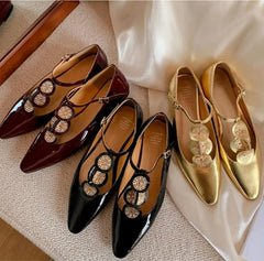 LBSFY  -  Trend Retro Women Flat Heel Shoes Fashion Summer Pointed Toe Ladies Elegant Dress Pumps Low Heel Mary Jane Shoes Footwear Mujer