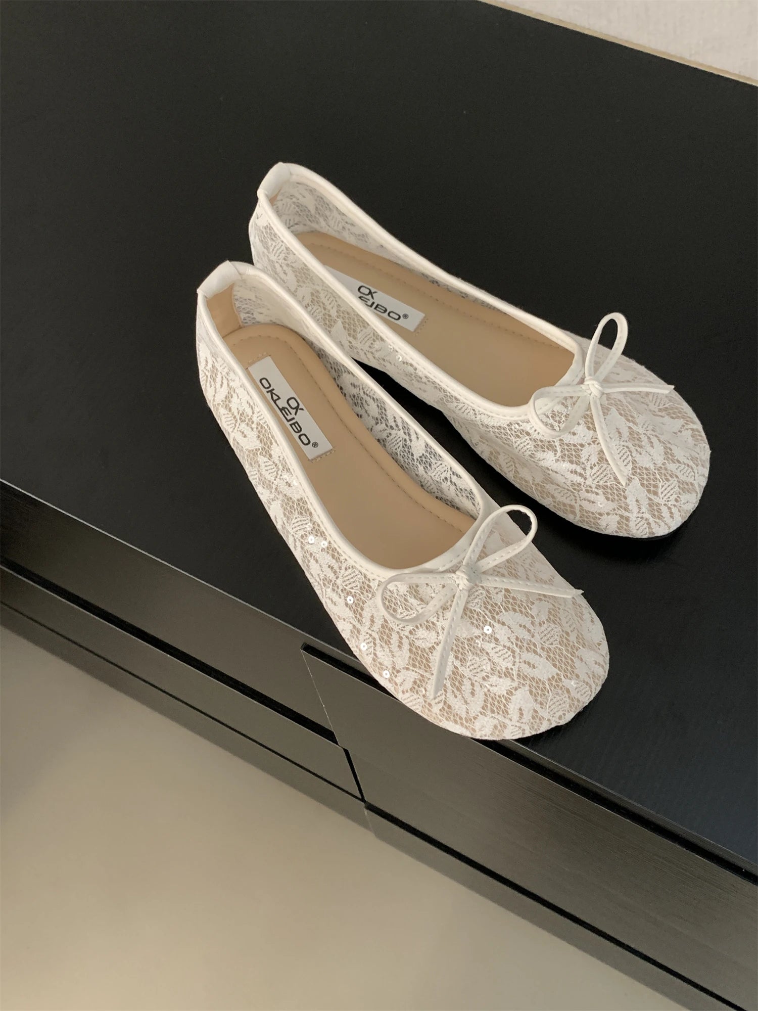 LBSFY -Summer Fashion Concise Round Head  Women Ballet Flats Low Heels Bow Mesh Party Slide Mules Casual Shoes Zapatos De Mujer