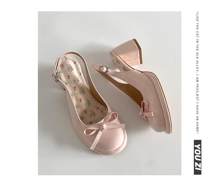 LBSFY -Women's High-heel Sandals Fashion Thick Heel Butterfly-knot Women Sandals 2025 Summer Ladies Outdoor Gladiator Sandalias