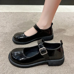 LBSFY -Women's Spring/Summer/Autumn New British Academy Style Low Heel Round Toe Mary Jane Single Shoes with Small Leather Shoes