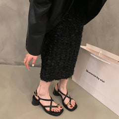 LBSFY  -  2024 Summers Gladiator Women's Sandals Fashion Narrow Band High Heel Ladies Elegant Outdoor Clip Toe Sandalias