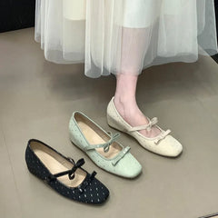 LBSFY -Women's Bow-Tie Flat Mary Jane Shoes, Hot Sweet Dot Shoes, Streetwear 2025 Korean Style