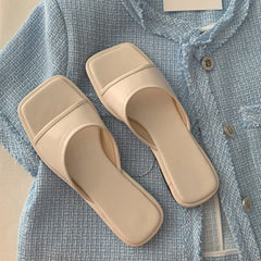 LBSFY  -  2024 Summer Women Slippers Fashion Elegant Square Toe Slides Shoes Ladies Street Style Beach Vacation Flats Sandalias