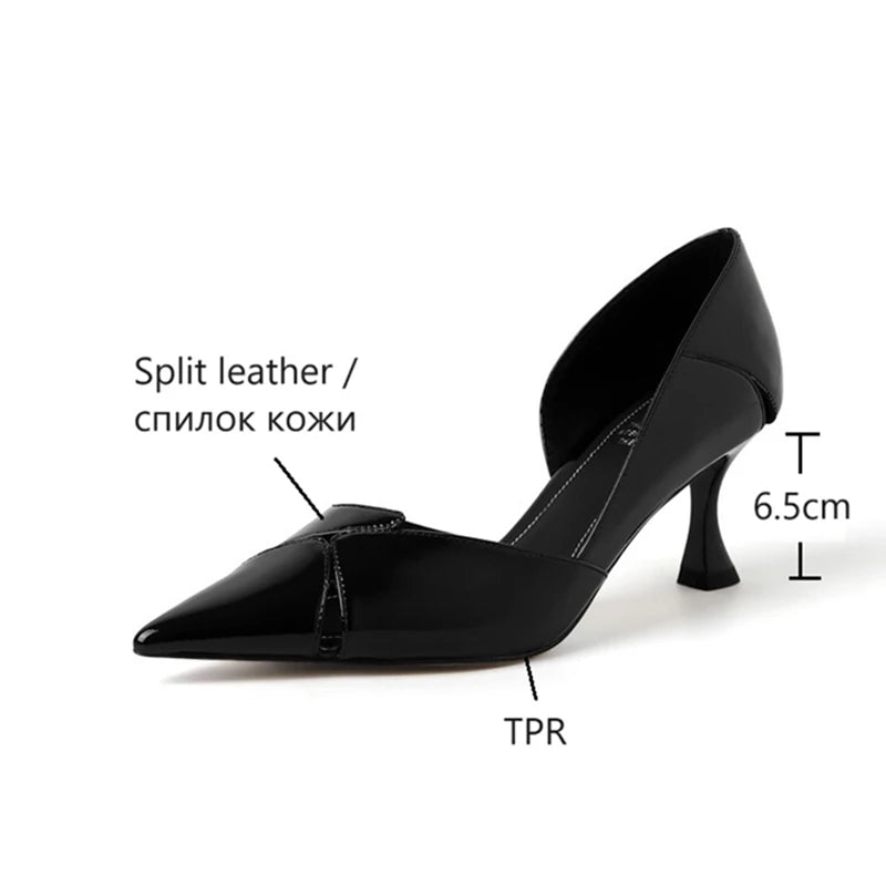 LBSFY  -  NEW Spring/Autumn Women Pumps Pointed Toe Thin Heel Women Shoes Split Leather Shoes for Women Solid High Heels Black Party Shoes