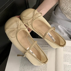 LBSFY -Fashion Hollow Out Mesh Buckle Women Ballet Flats Slippers Sandals Round Toe Slingback Casual Mules Shoes Zapatos De Mujer