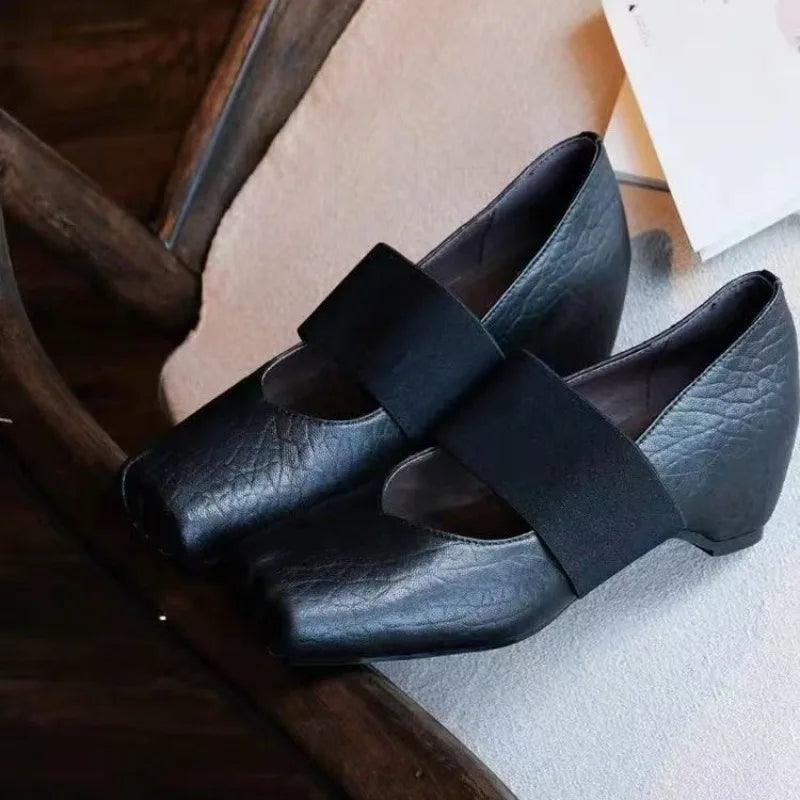 LBSFY -New Style Women's Retro Thick Heel Women Shoes Mary Jane Loafers Luxury Pumps Genuine Leather Sewn Square Heel Single Shoes